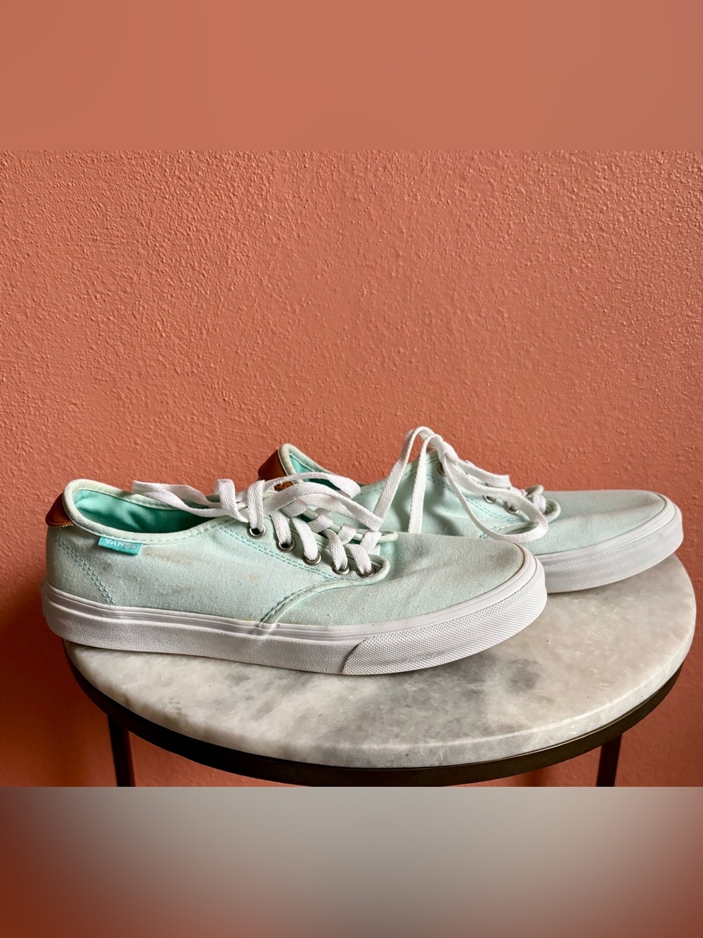 Vans Women's Mint Canvas Low-Top Sneakers with White Sole